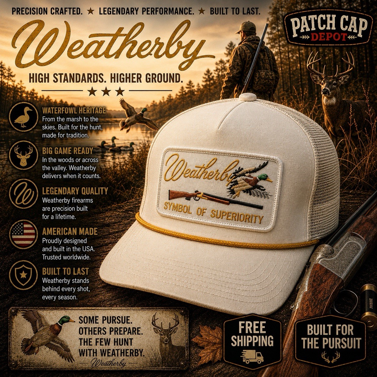 Weatherby Embroidered Patch Trucker Cap Snapback – FREE SHIPPING!