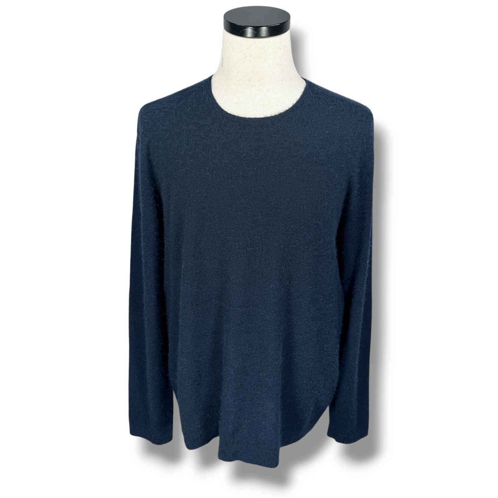 John Varvatos Sweater Men’s XL Dark Blue 100% Cashmere Elbow Pads Pullover Fuzzy