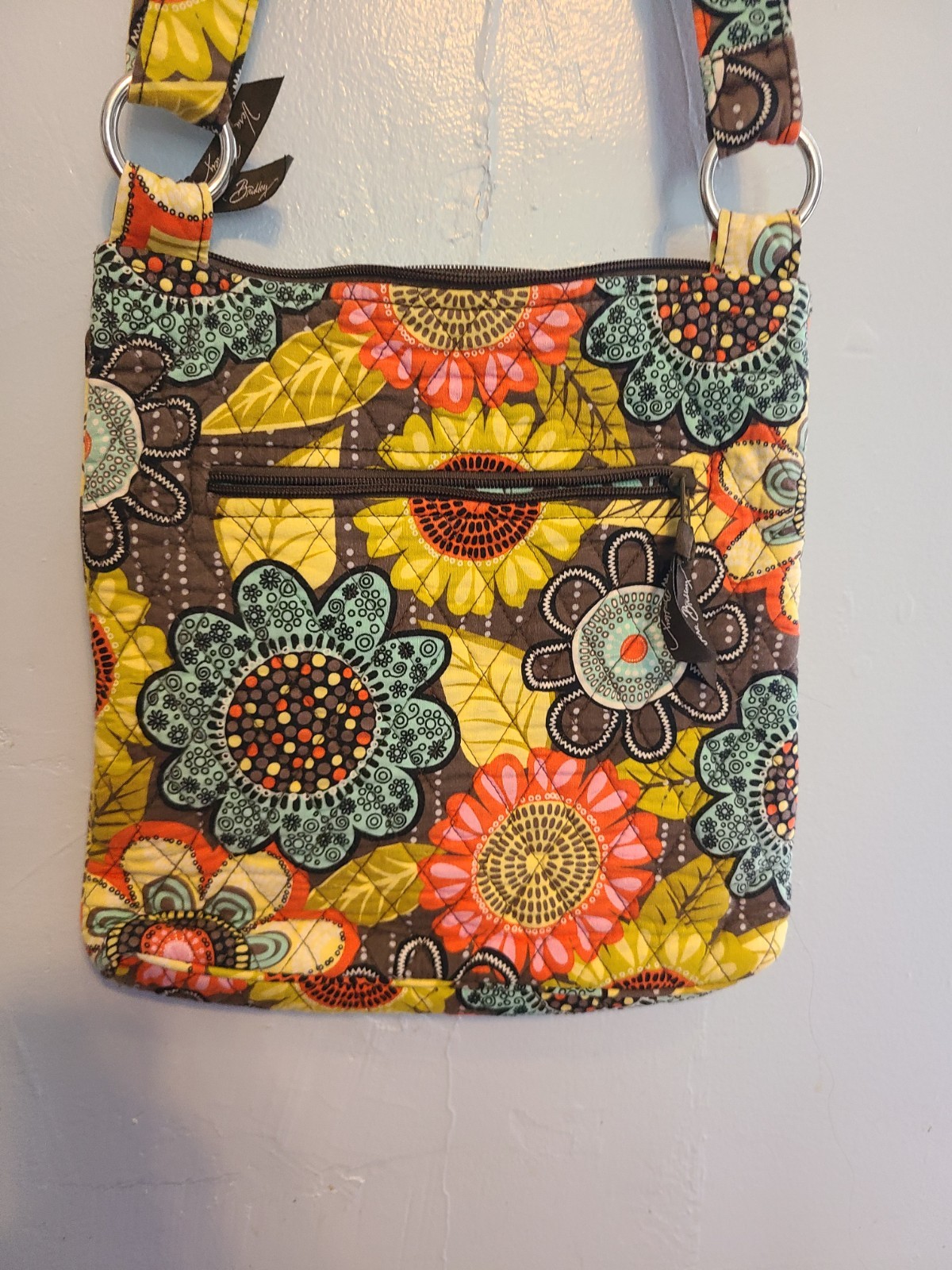 Vera Bradley Floral Multicolor Crossbody Bag Zip, Adjustable Detachable Strap