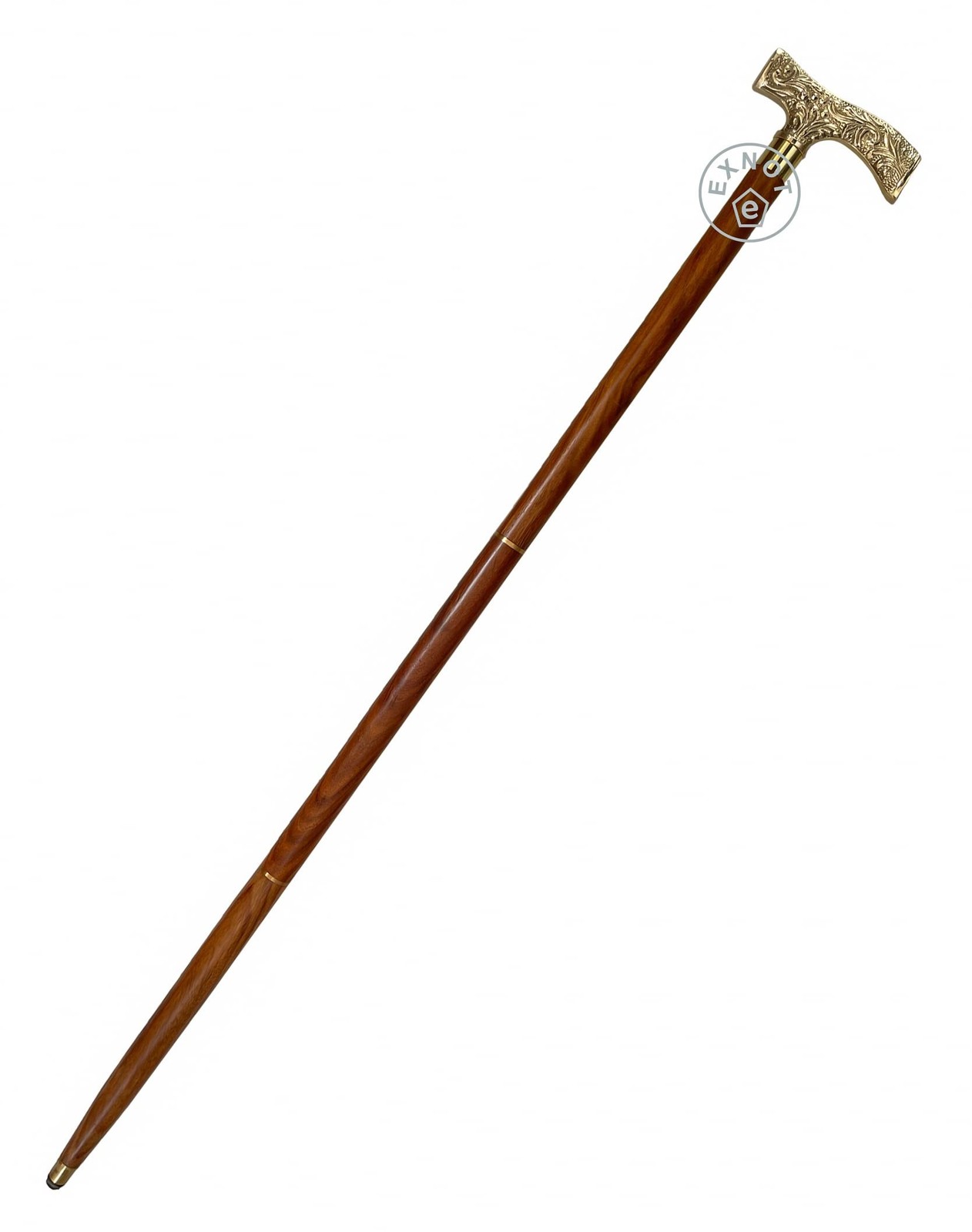 Antique Brass Walking Stick Deluxe Walking Cane Beautiful Brass Golden Handle…
