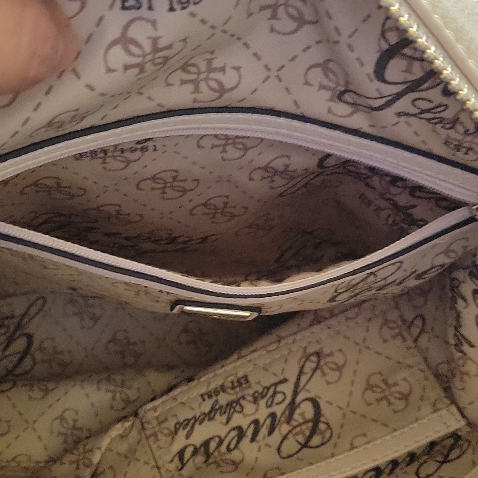 GUESS Tenley Hobo Powder Medium Shoulder Bag Zip Closure w/ Coin Purse & Charm