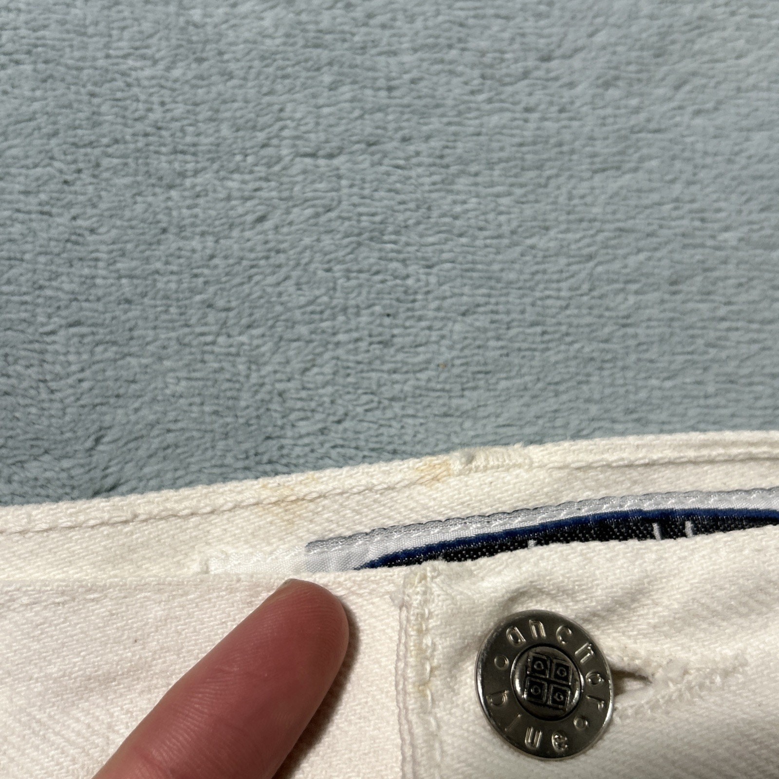 Y2K 2000s Anchor Blue Relaxed White Jeans 36×32 Baggy Hamilton Baggie Loose VTG