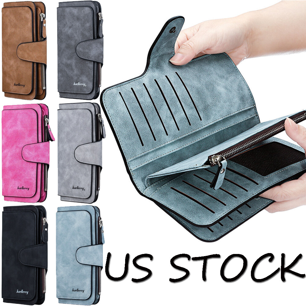 Women Lady Soft Leather Wallet Long Hasp Clutch Multi Card Holder Purse Handbag
