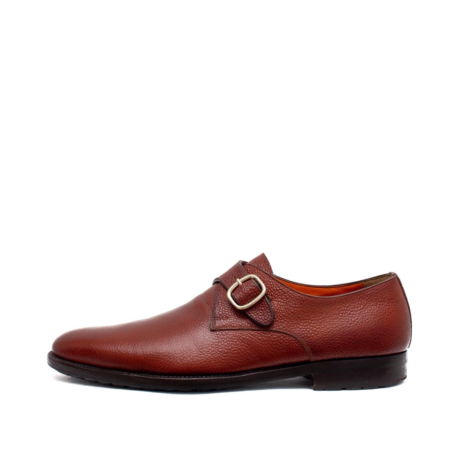 1.3k$ Santoni Single-Buckle Monk Strap in Brown Grain Leather US : 11
