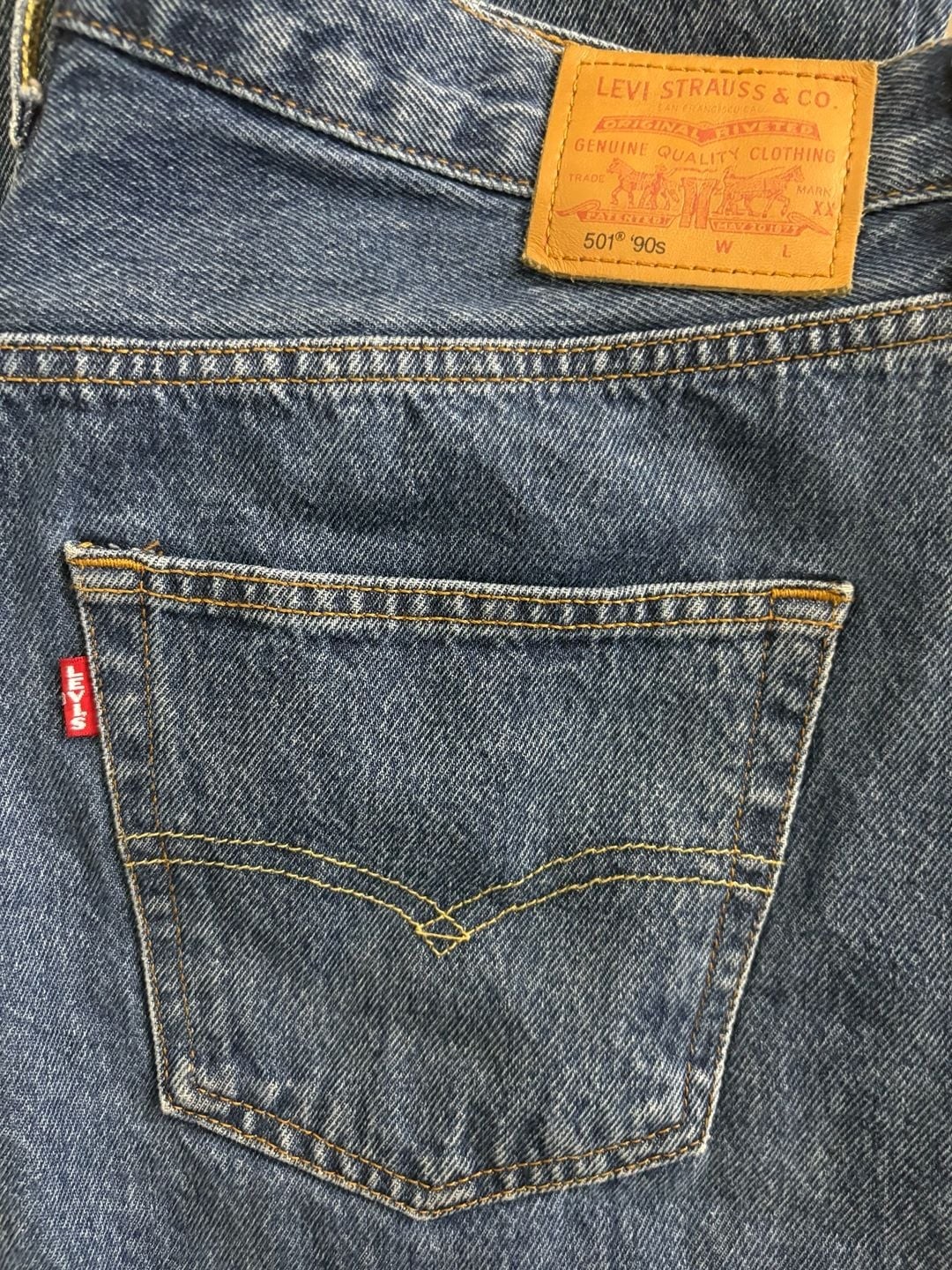 Levi’s Premium 501 ’90s Dark Wash Button Fly Straight Leg Jeans