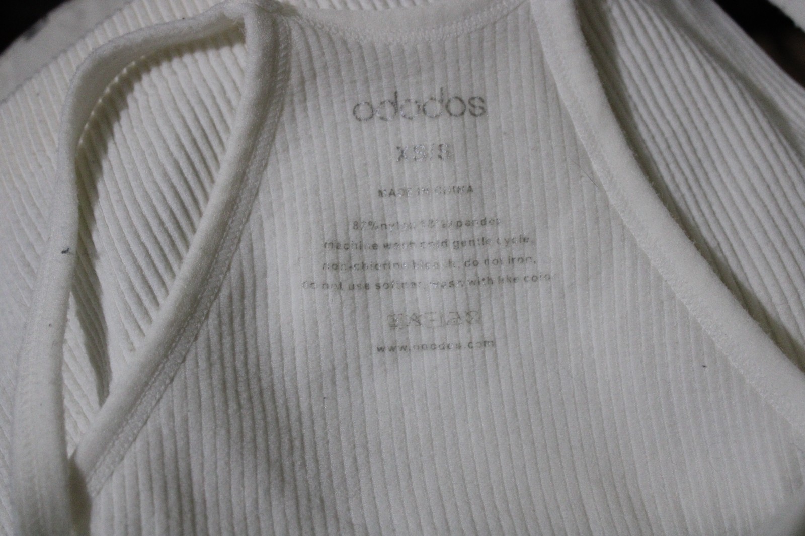 ODODOS White Racerback Ribbed Cropped Tank Top, Size XS/S