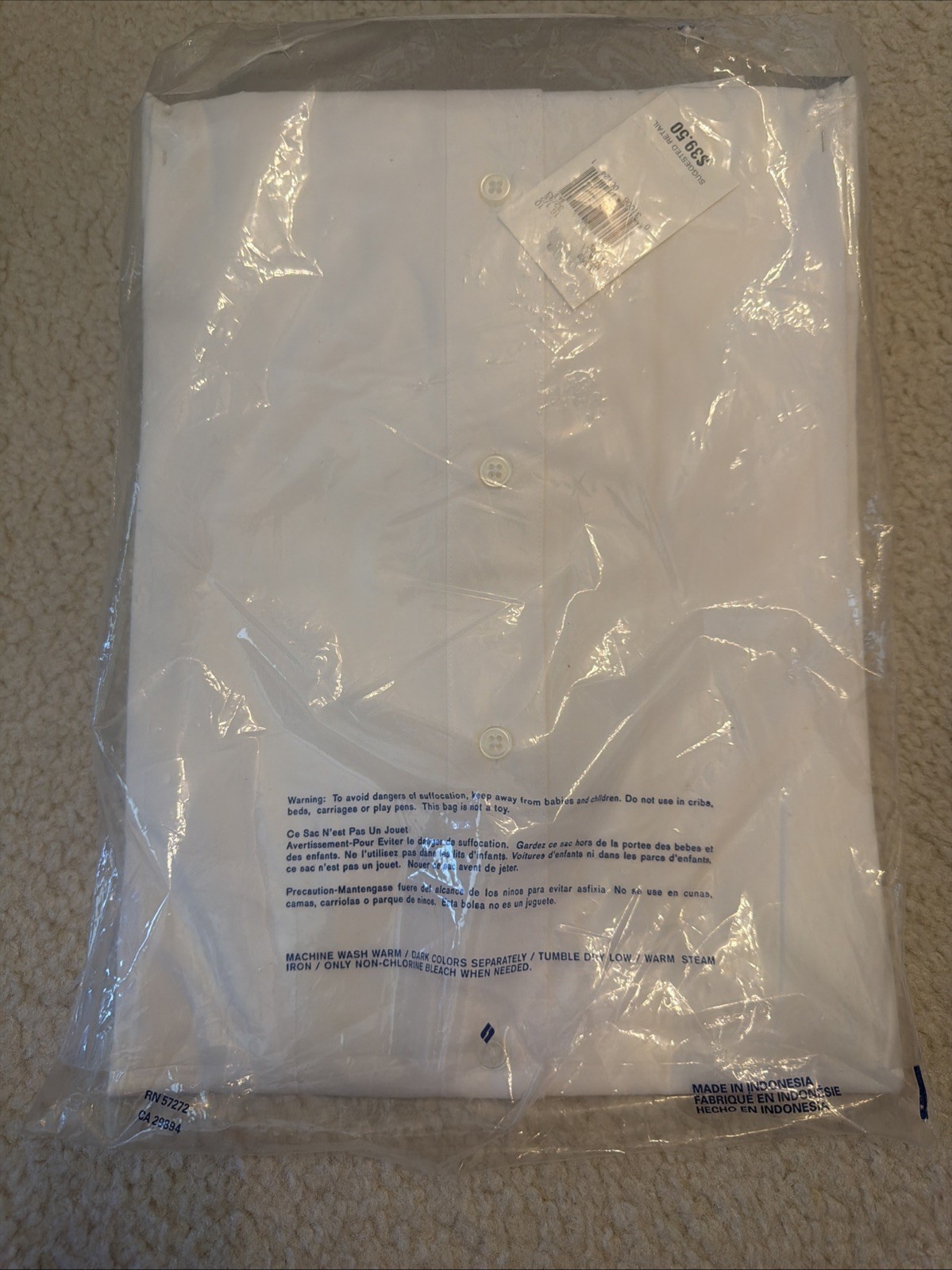 Perry Ellis Portfolio White Pointed Collar Dress Shirt 16 1/2 X 32-33