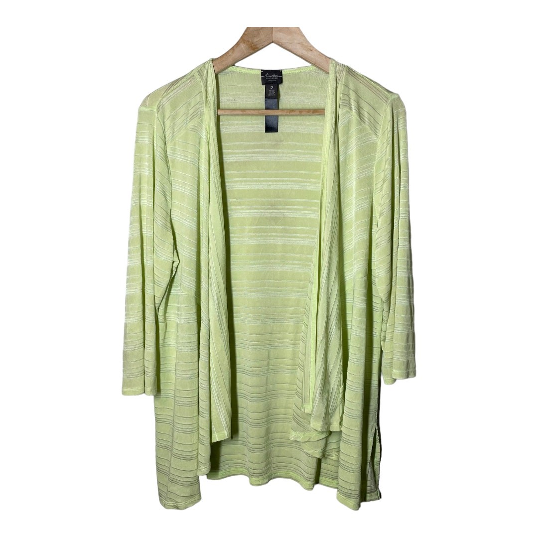 Chicos Traveler’s Lime Green Lightweight Open Cardigan Chico 2 = Large