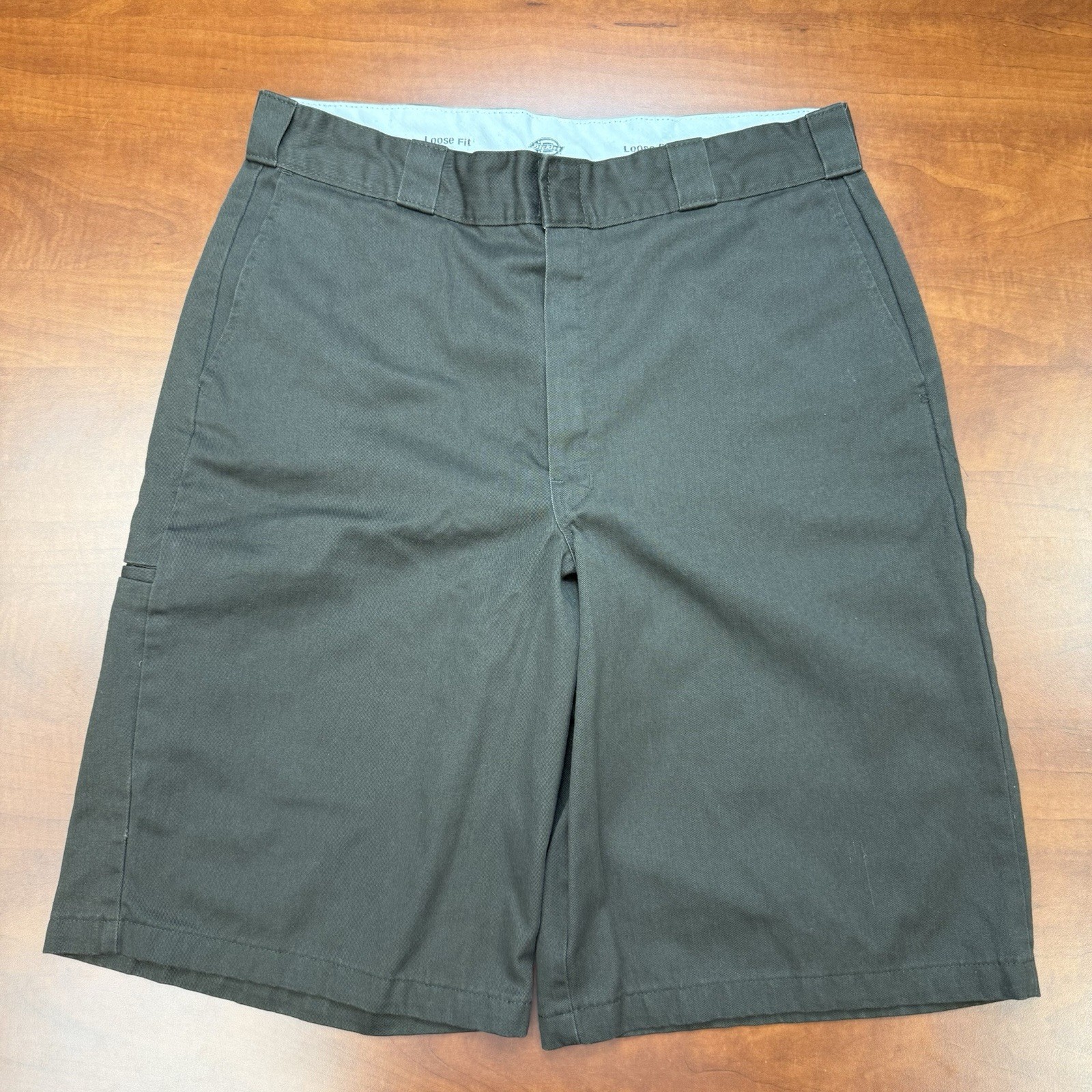 Dickies Shorts Mens 36 Brown Cell Phone Pocket Loose Fit Logo Cotton Workwear