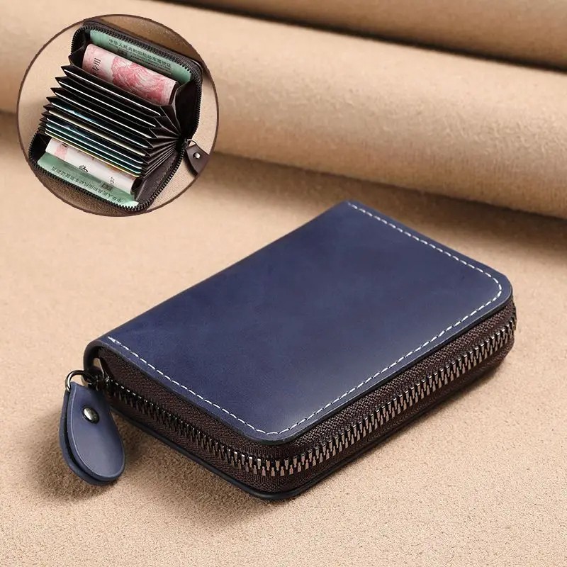 Mens Womens Wallet Credit Card Holder Leather RFID Blocking Zipper Pocket Purse