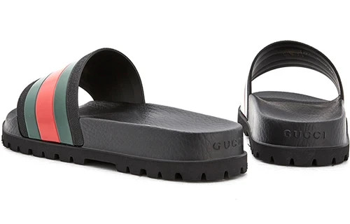 Gucci Web Men’s Rubber Slide Sandal – Black Rubber, US 11