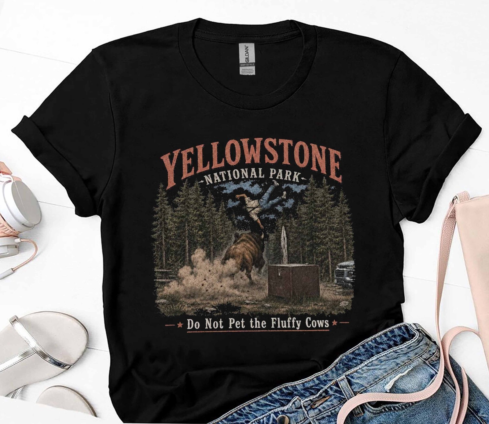 Do Not Pet the Fluffy Cows T-Shirt Funny Bison Warning Meme Tee S-5XL