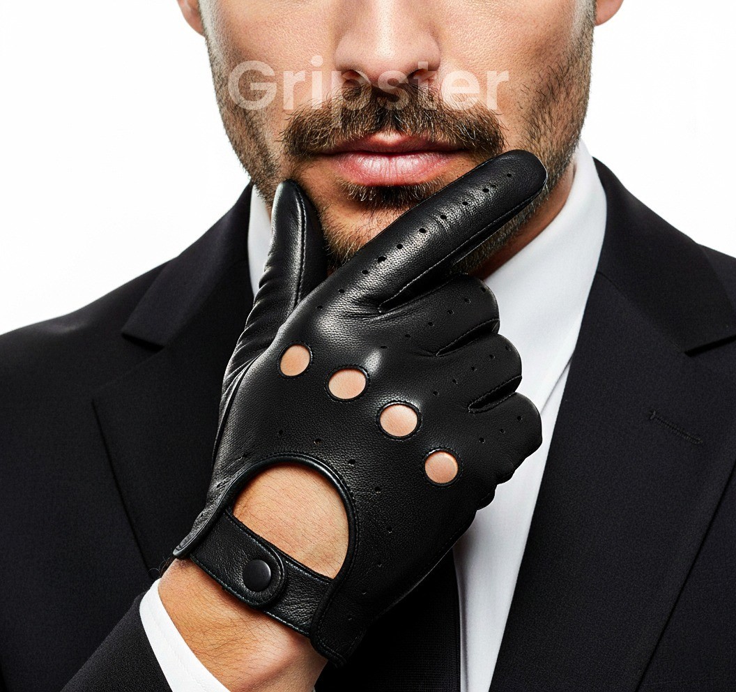 Reverse Stitched Police Driving Gloves Soft Real Leather Car Bike Goat Soft USA