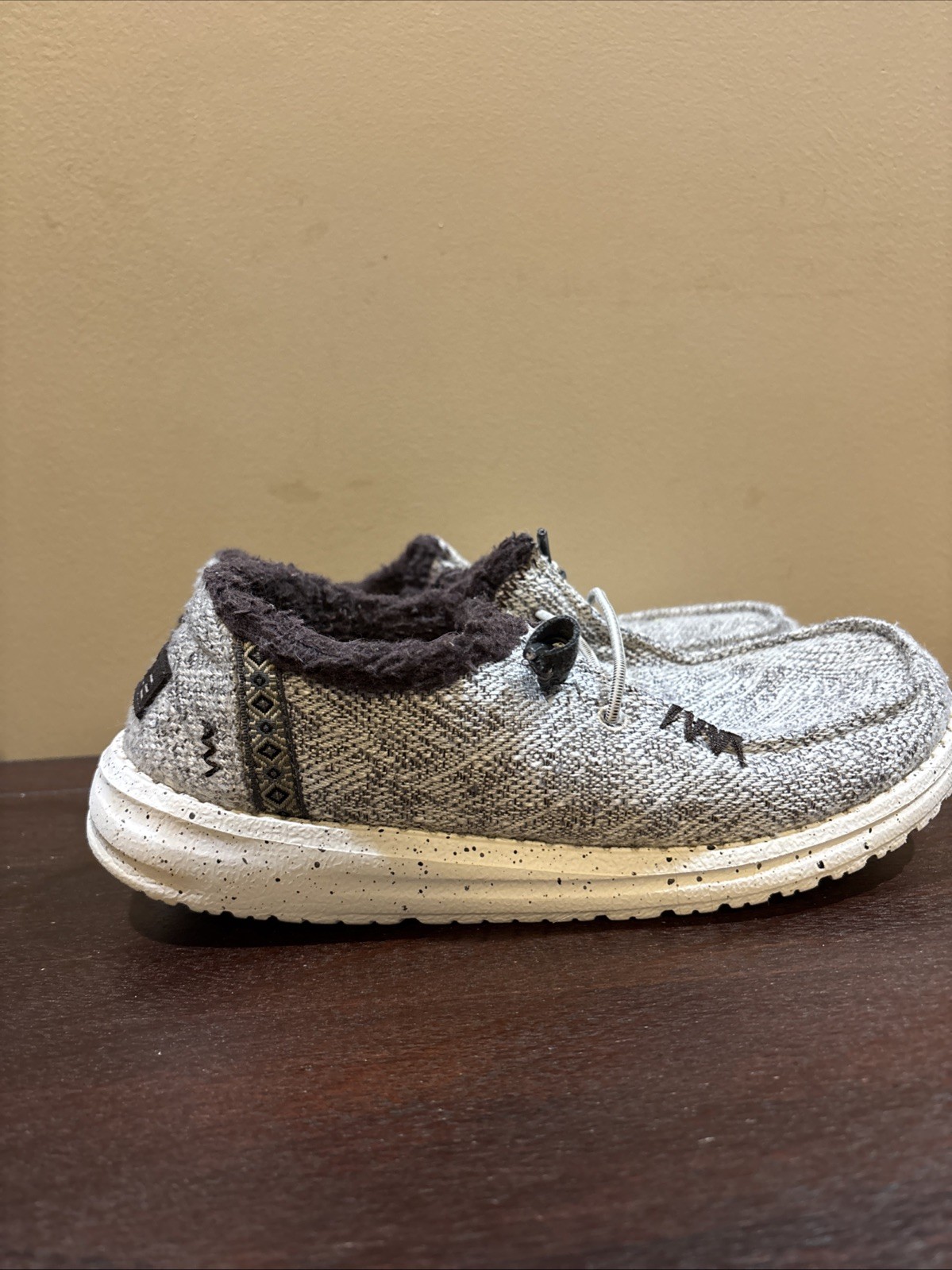 Hey Dude Wendy Salt And Pepper Brown White Slip-On Comfort Women’s Size 6 Shoes