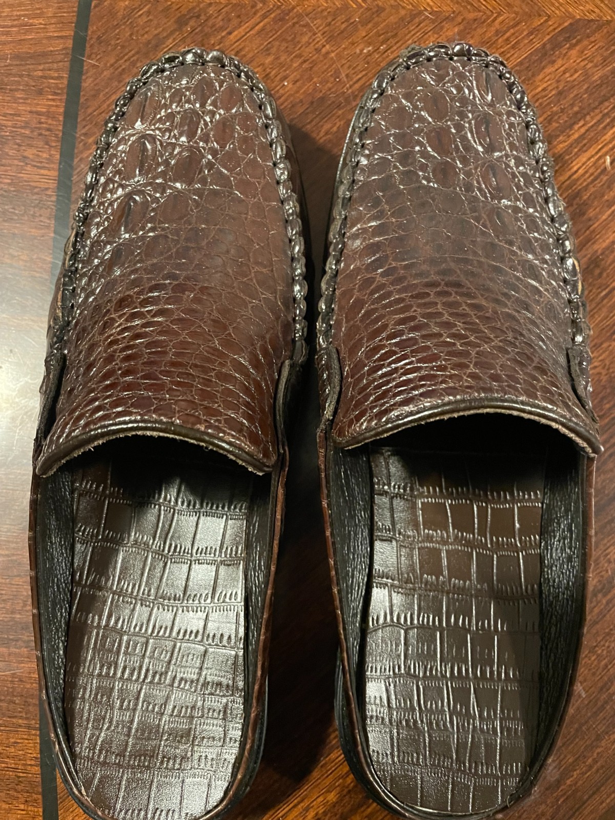 MENS GENUINE ALLIGATOR SHOES SIZE 9.1/2 BROWN