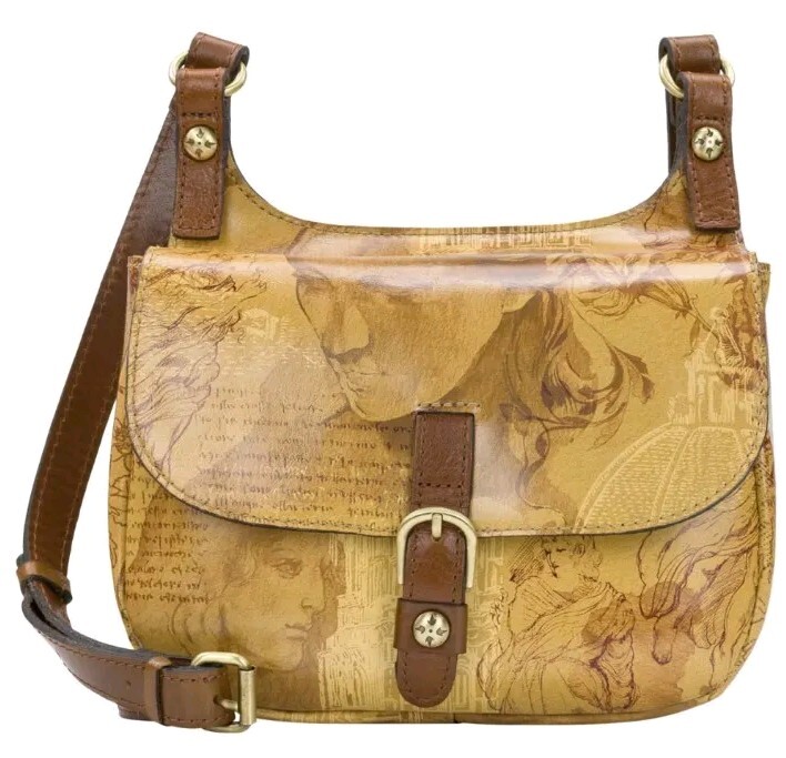 Patricia Nash Claretta Leather Crossbody Saddle Bag-Italian Sketchbook-NWT