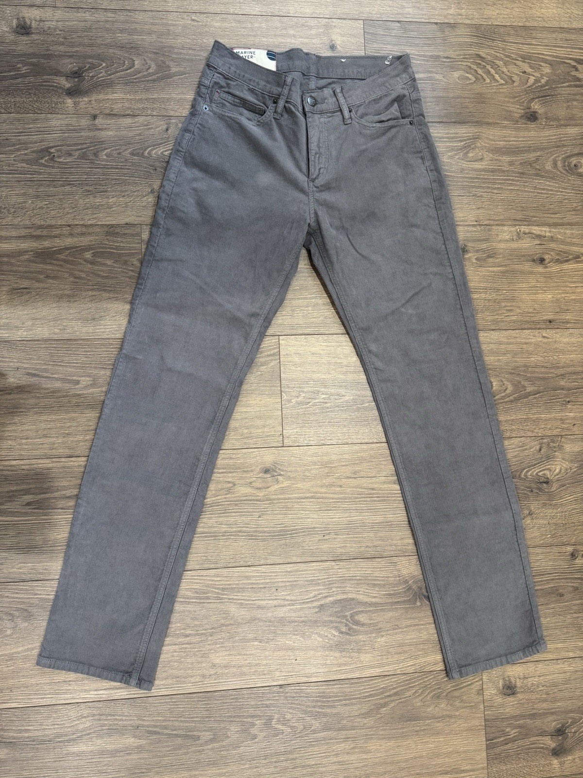 Marine Layer Men’s Slim Straight Gray Corduroy Jeans Mid Rise 5-Pocket