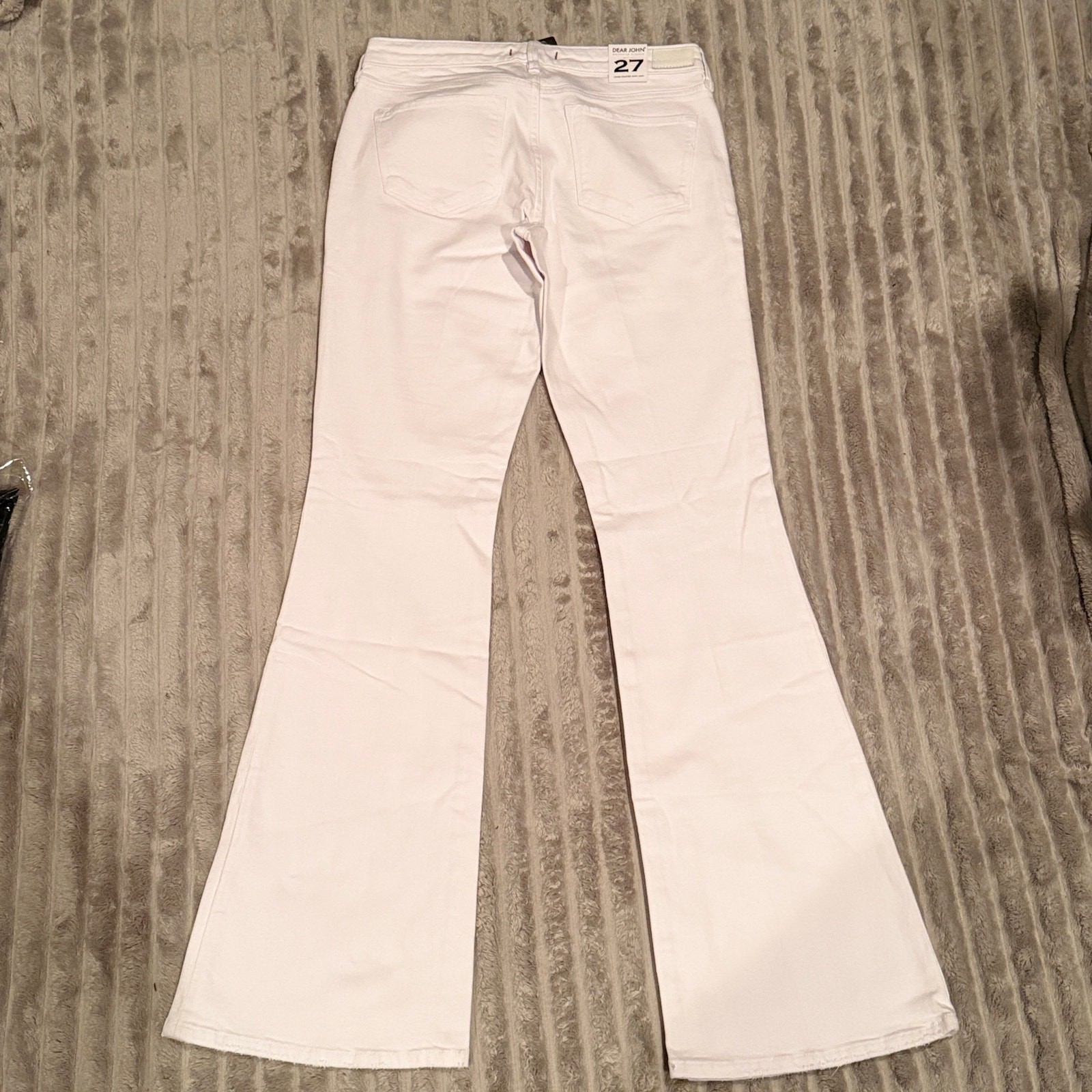 Dear John Rosie Mid Rise Flared Jeans 27 White Distressed Flare Stretch NWT