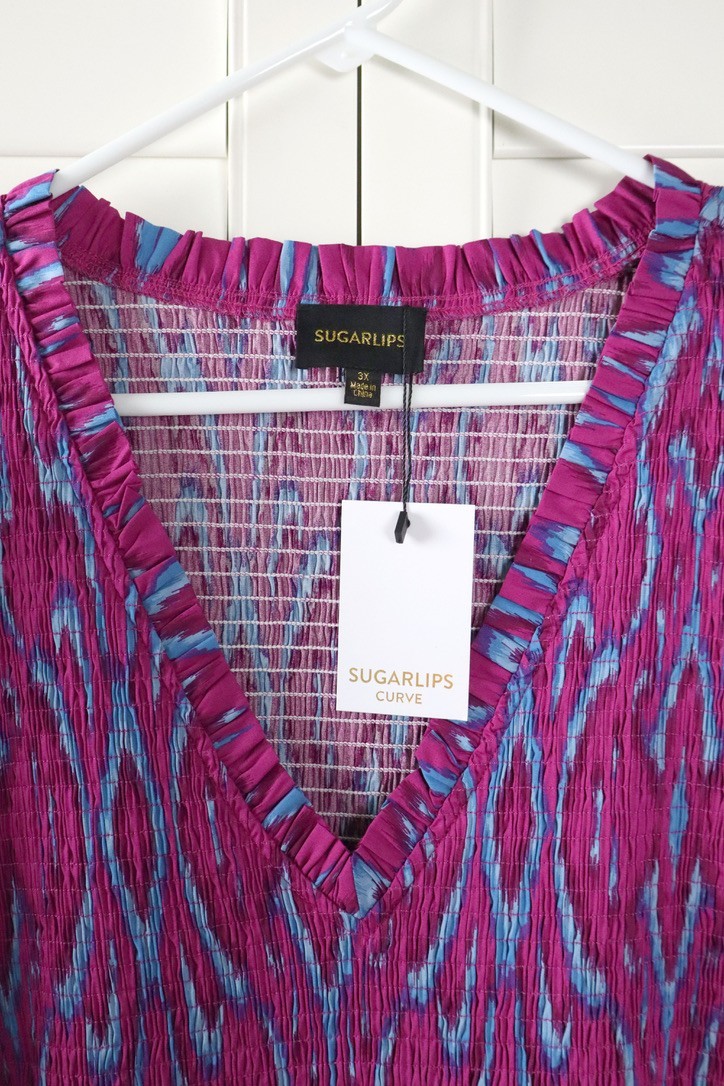 SUGARLIPS Curve NWT $109 Ivani Abstract Brenty Smocked Maxi Dress Size 3X