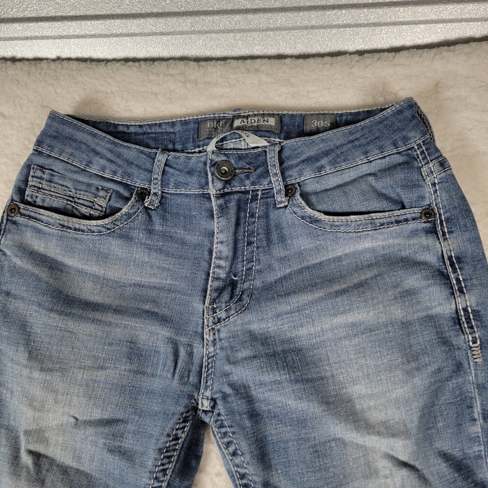 BKE Aiden Jeans Mens 30S Medium Wash Blue Slim Straight Stretch Denim Pants