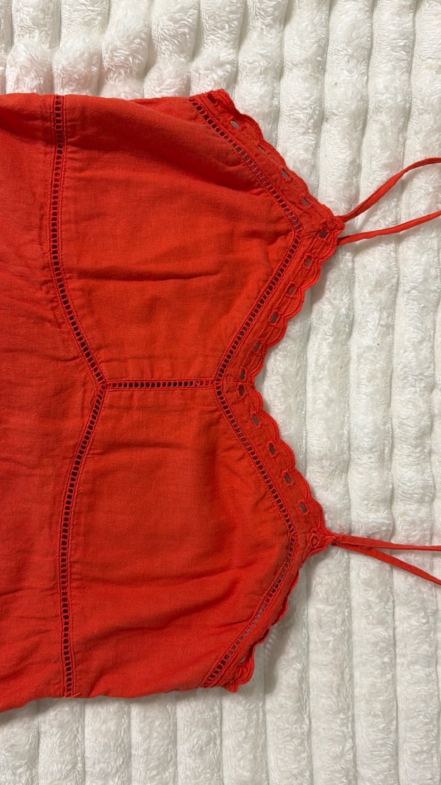 Old Navy Women’s Large Coral Orange Smocked Sleeveless Midi Dress