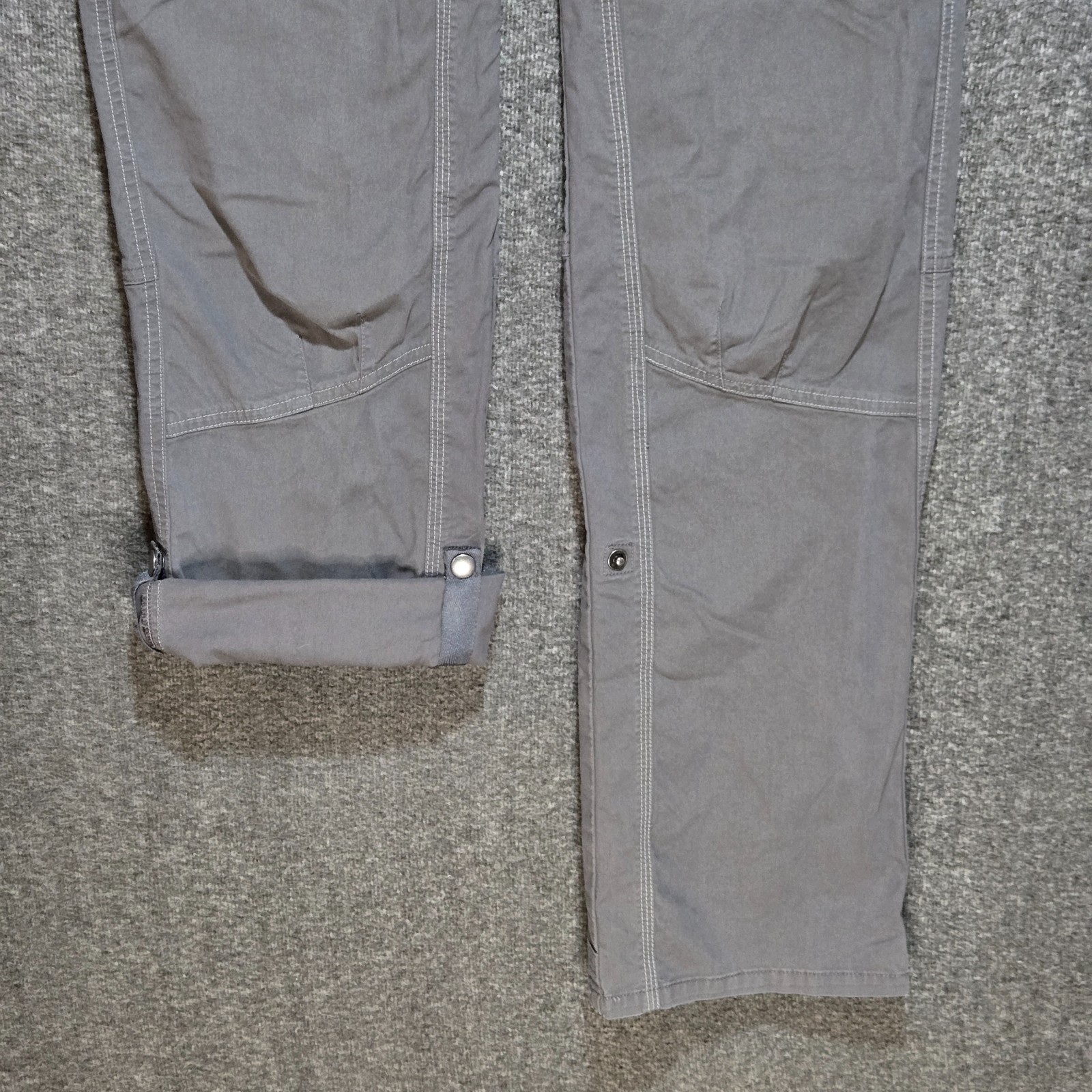 Kuhl Legendary Pants Drawstring Gray Cargo Hiking Roll Up Ankle Women’s 8 Long