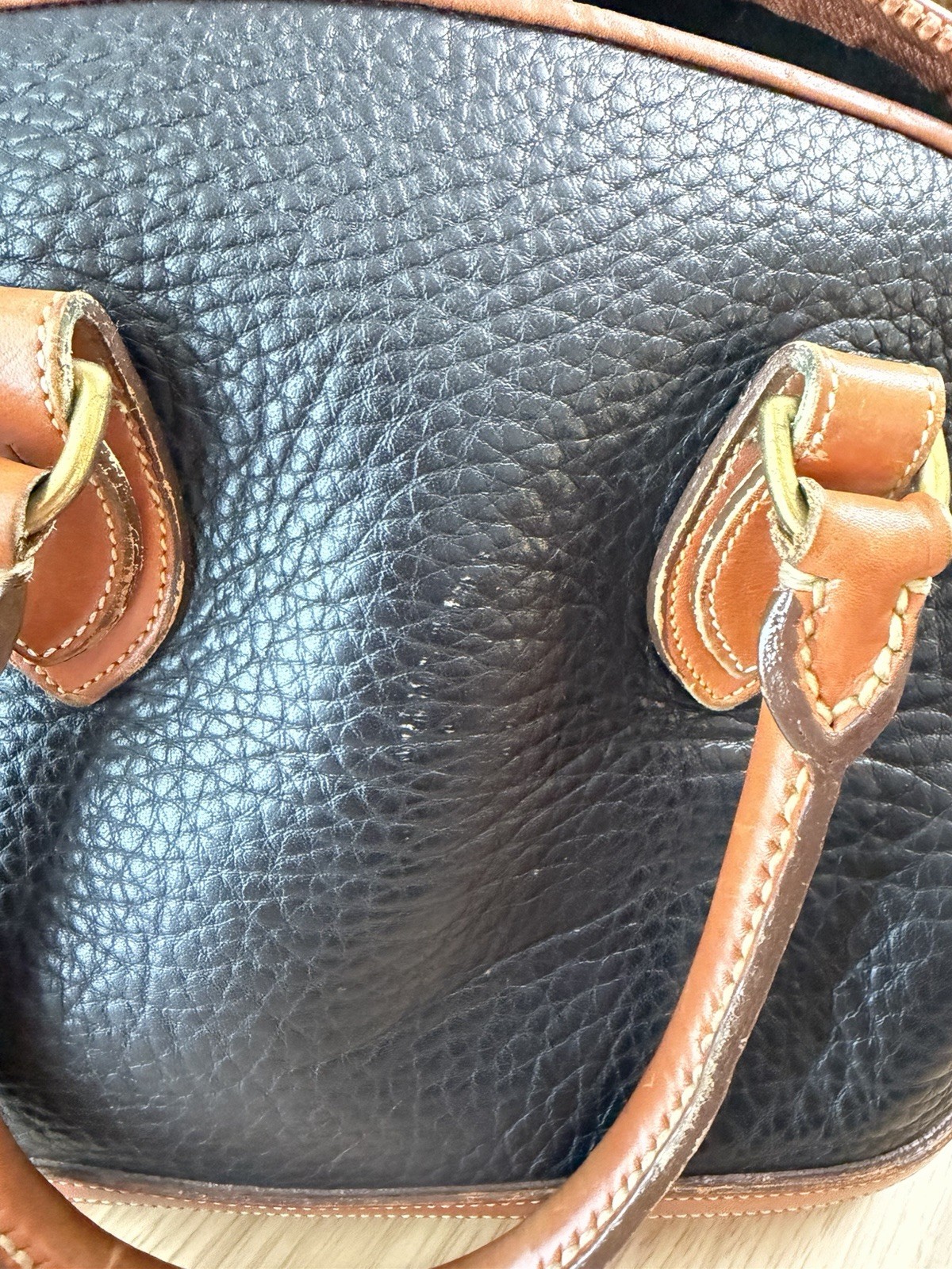 Dooney Bourke Black Leather Norfolk Satchel Vintage All-Weather