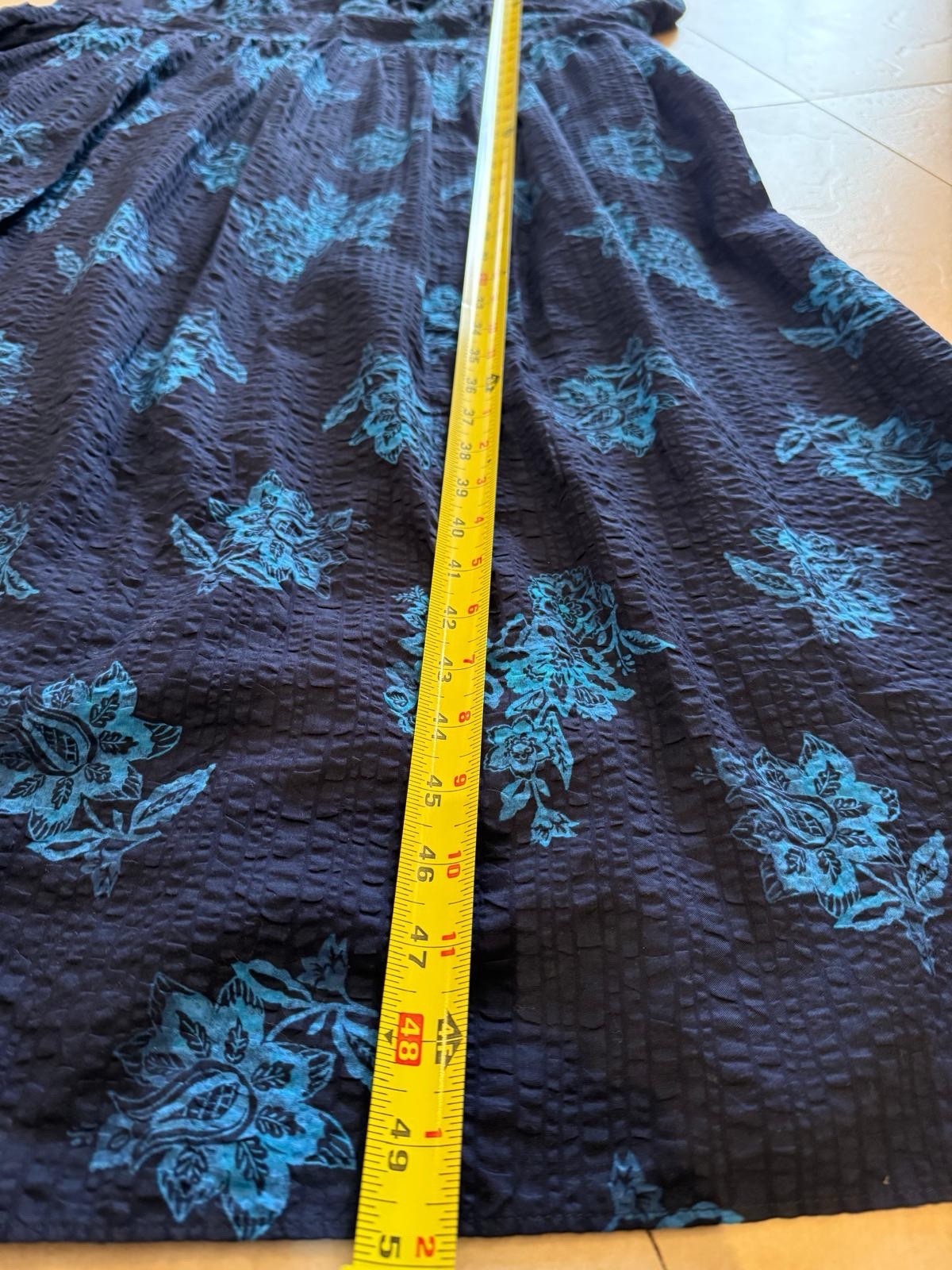Lane Bryant NWT Navy Blue Floral Seersucker Midi Dress V-Neck Cotton Sz 16