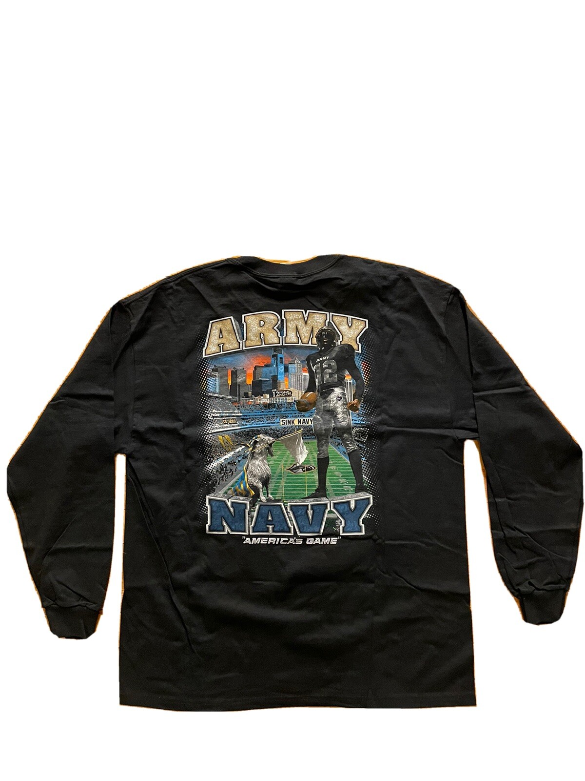 Vintage Army Vs Navy Football 2009 Long Sleeve Shirt Military – Hanes Beefy XL