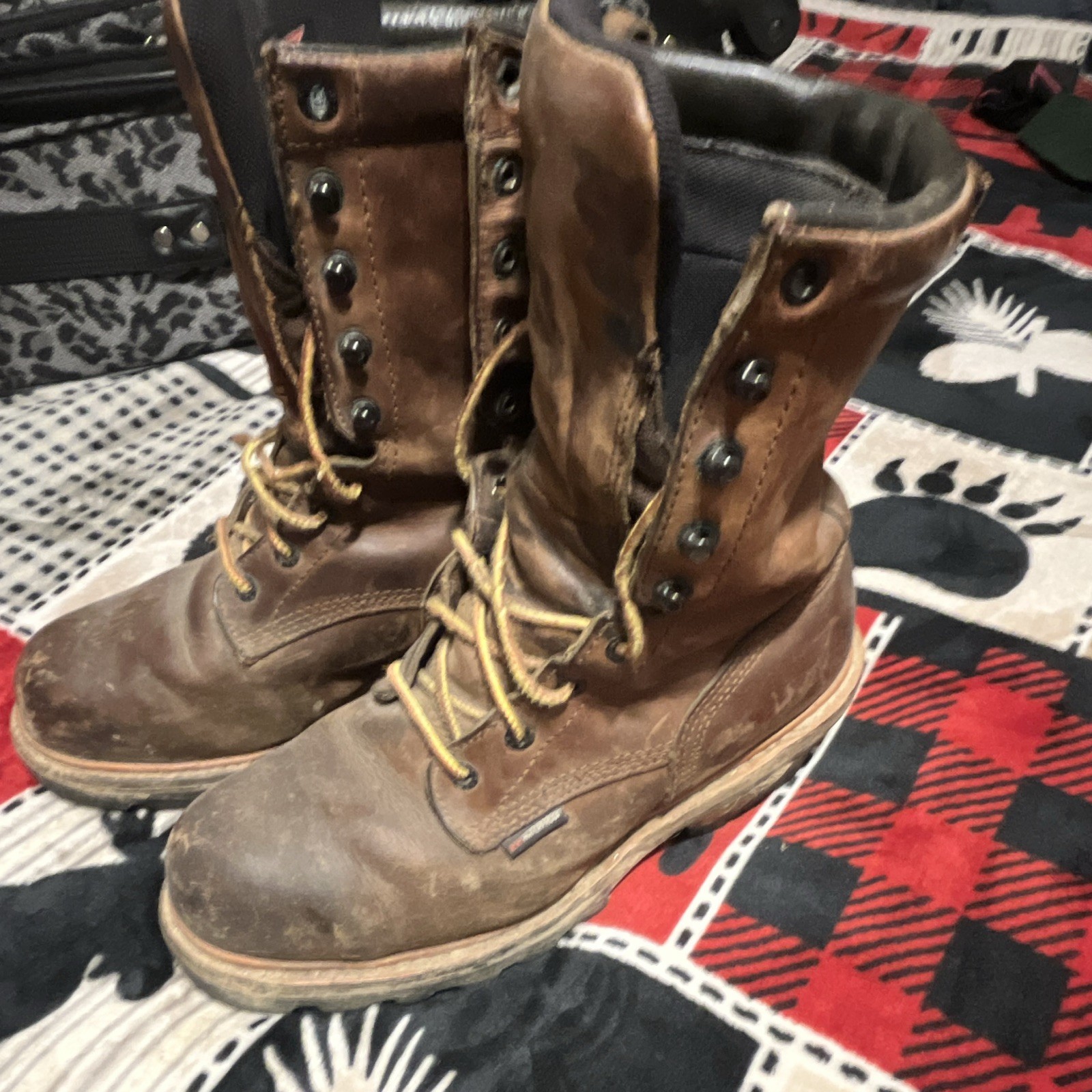 Red Wing Shoes Men’s Brown Leather Steel Toe Lace-Up Work Boots US 7 D