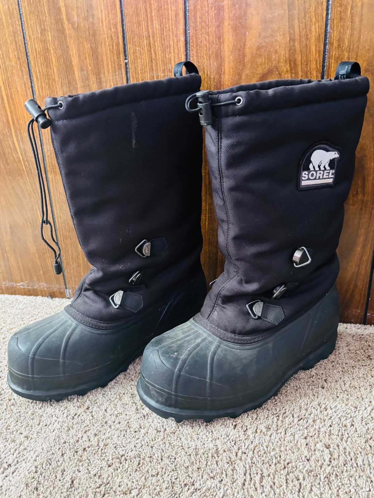 Sorel Winter Snow Boots Mens Size 12 Black Waterproof Felt Liner Insulated