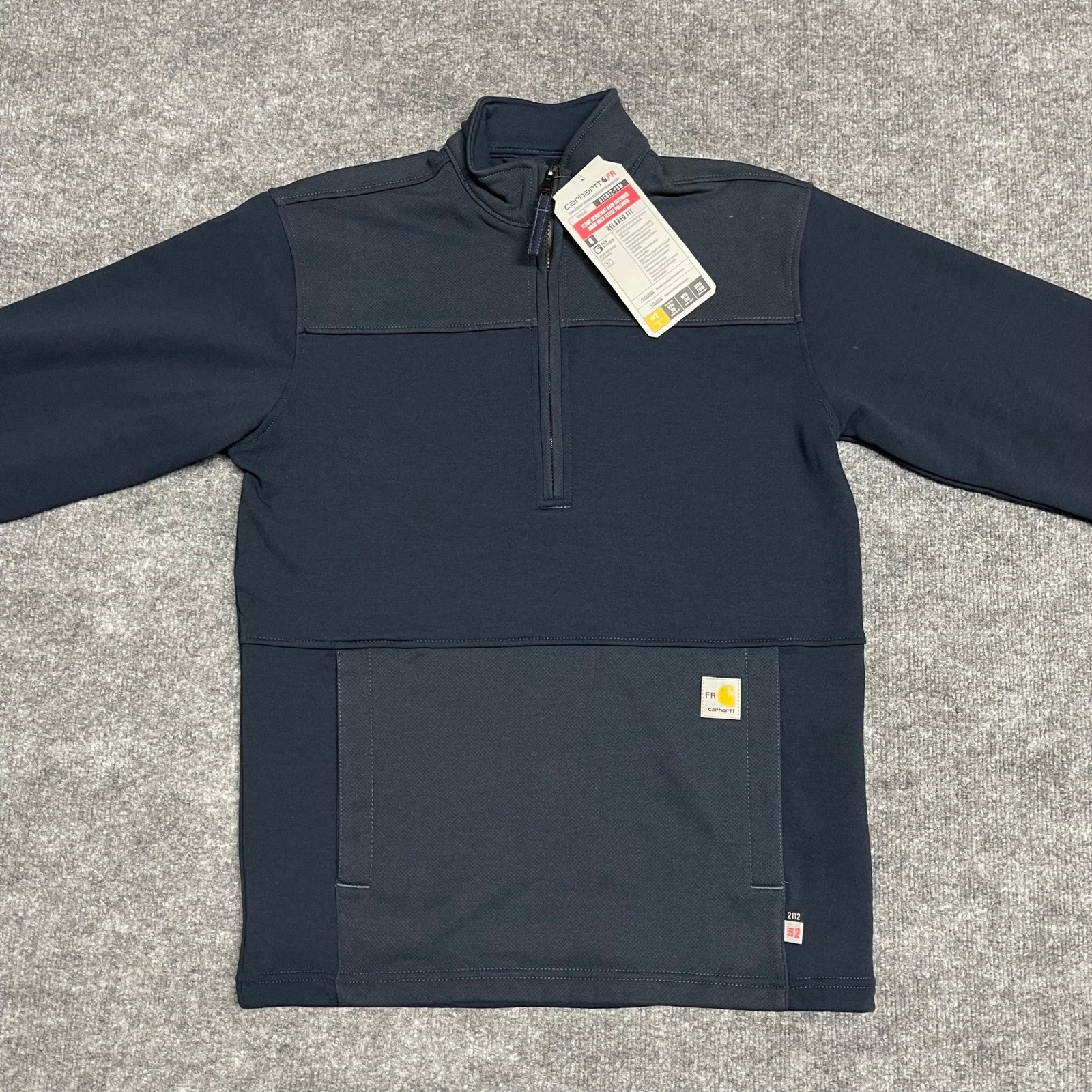 Carhartt FR Pullover Mens Small Blue Rain Defender Mock Neck Flame Resistant