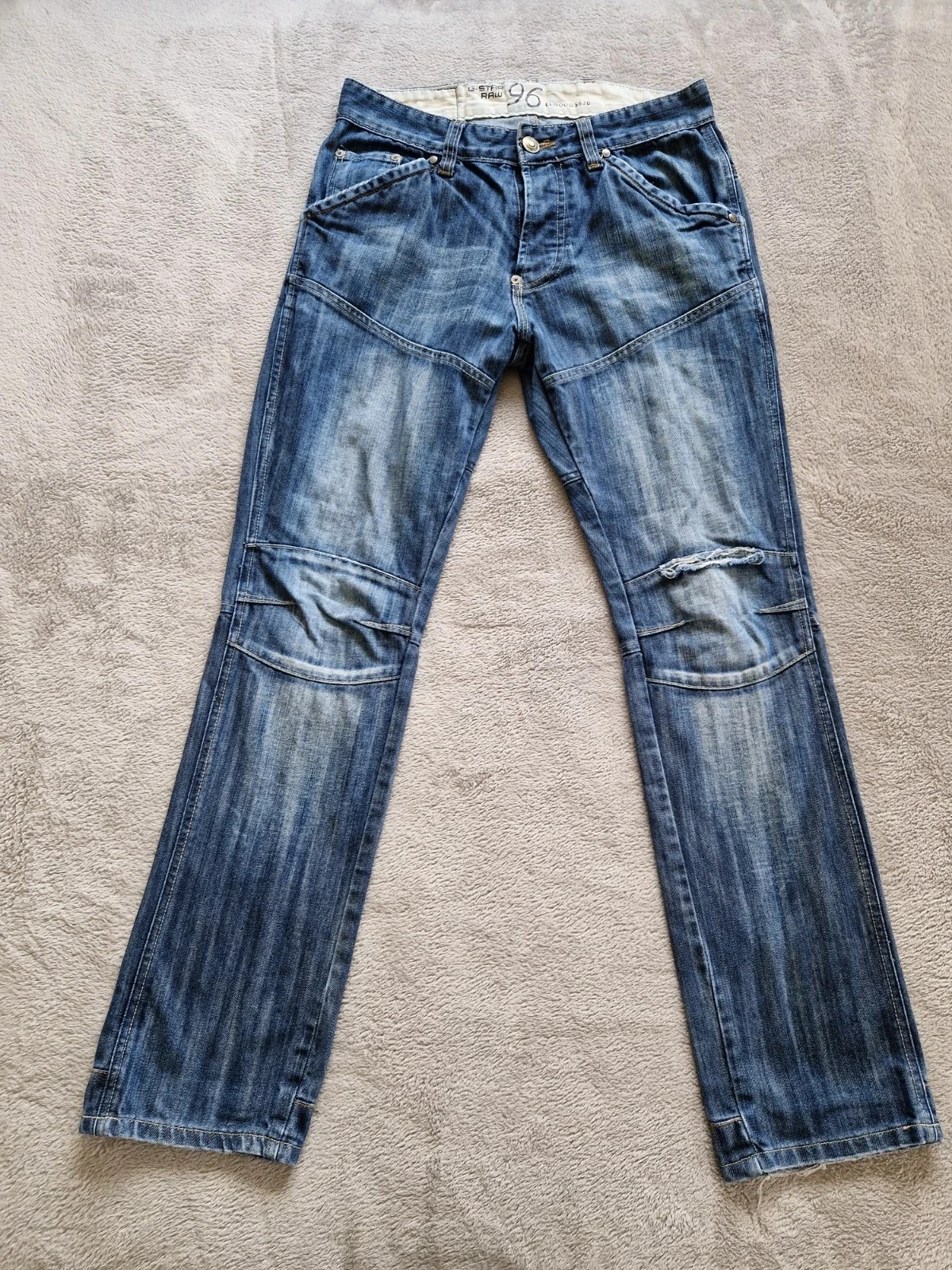 G-Star Raw 96 Elwood S520 Mens Distressed Jeans Blue Denim W30 L30 Button Up