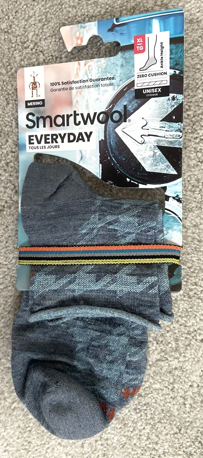 Lot of 2 pairs Smartwool Everyday Zero Cushion Houndstooth Ankle Socks Blue XL
