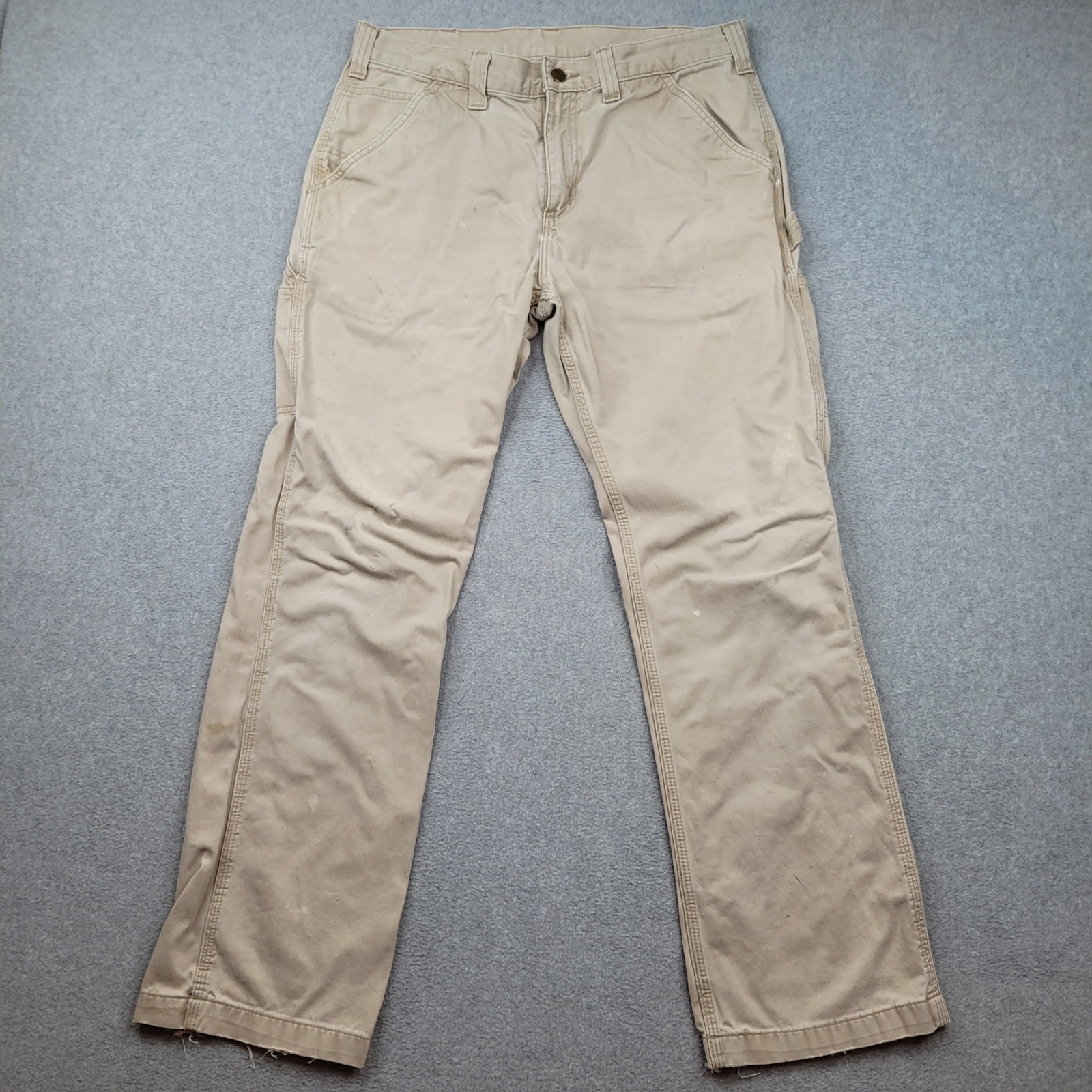 Carhartt Carpenter Pants Mens 34×32 Tan B324 FDK Relaxed Fit Workwear Cotton