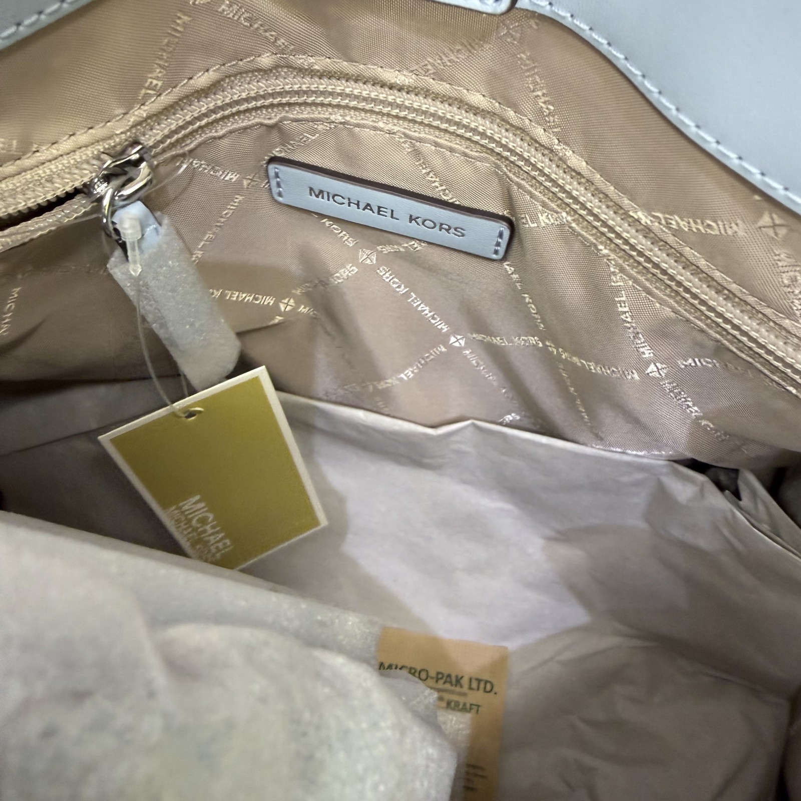 Michael Kors Hamilton Medium Matelassé Satchel Bag Blue Pale Ocean