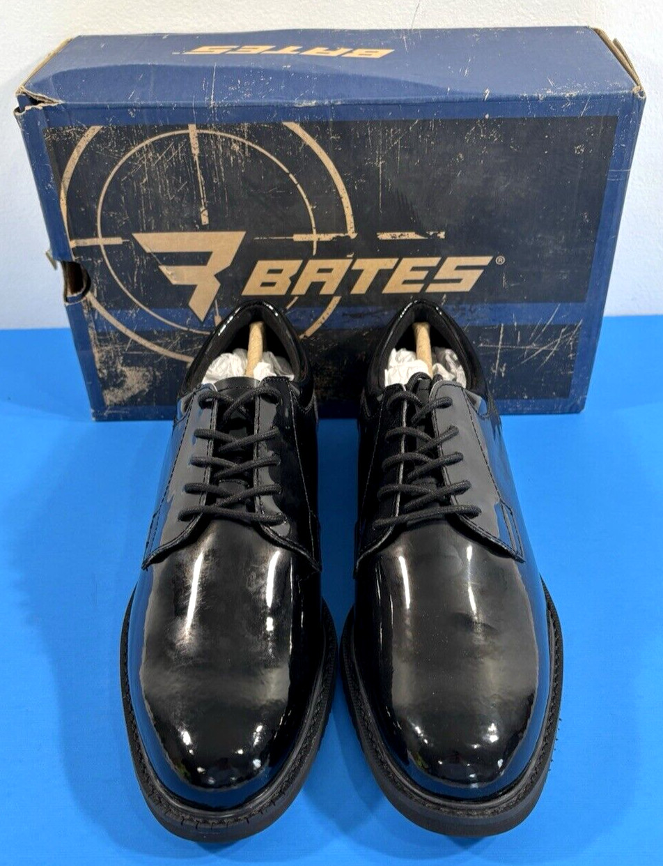 NIB 8.5 EW MEN’S BATES E01851 SENTRY LUX HIGH GLOSS OXFORDS SHOES BLACK 8.5 EW