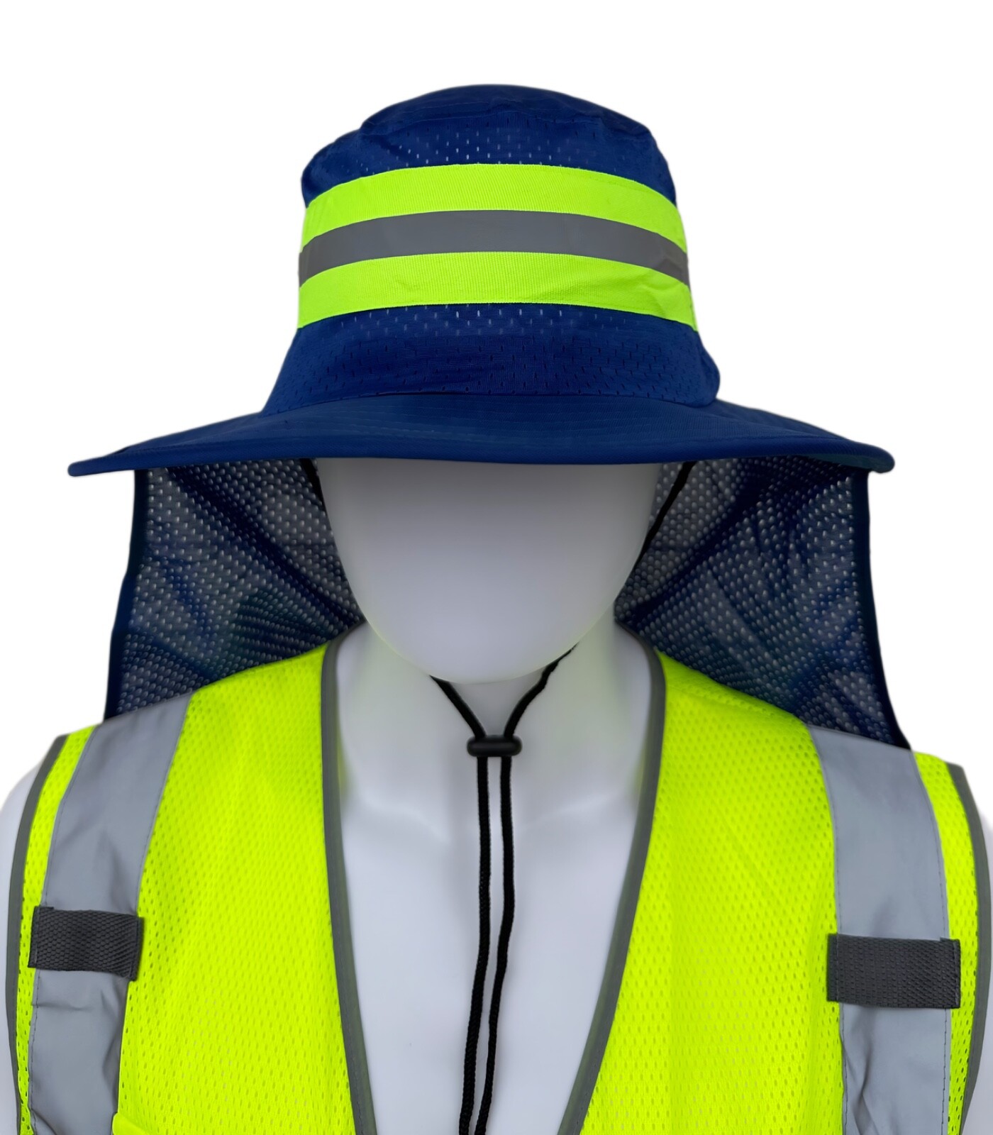 3 Combo Pack Hi Vis Reflective Work Safety Neck Flap Boonie Hat Bucket Cap