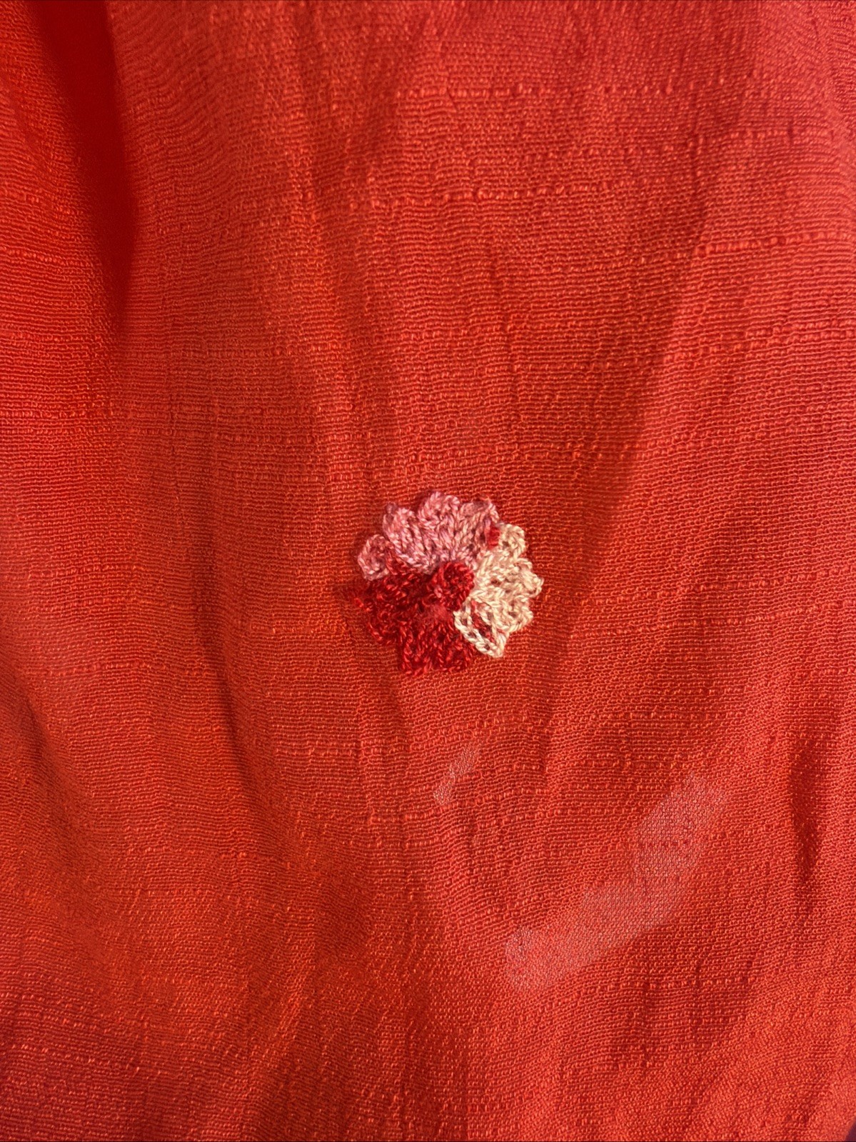 Fig And Flower Red Womens Tie Front Blouse With Bohemian Embroidery