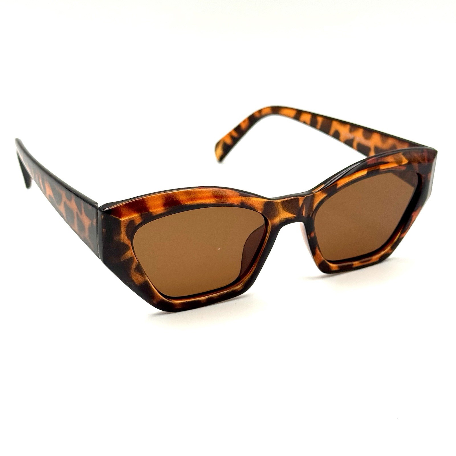 Geometric Sunglasses Polarized Brown Tortoise Shell Frame Fashion Modern Style