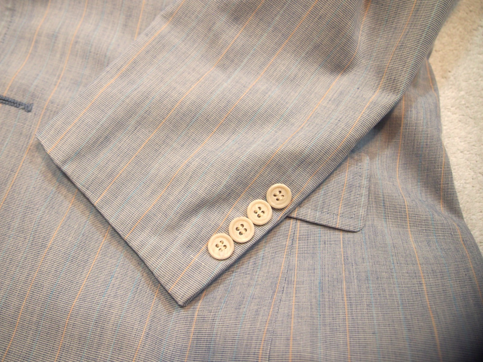 Vintage Haspel 2 Piece Cotton Blue Suit 38 short 30W x 28 Inseam Made in USA