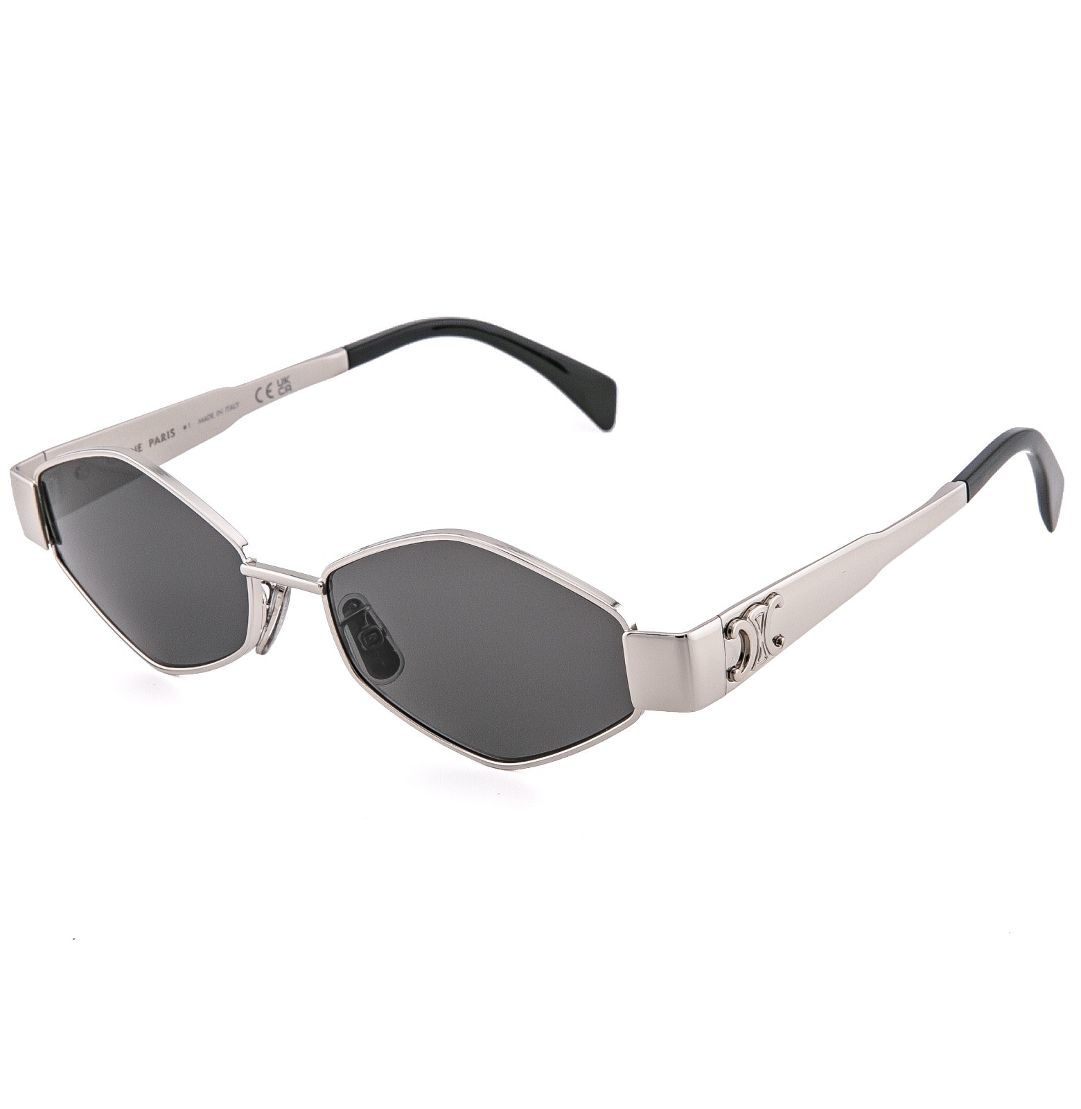 CELINE CL40254U 40254 METAL TRIOMPHE Silver Gray Oval Unisex Sunglasses 16A