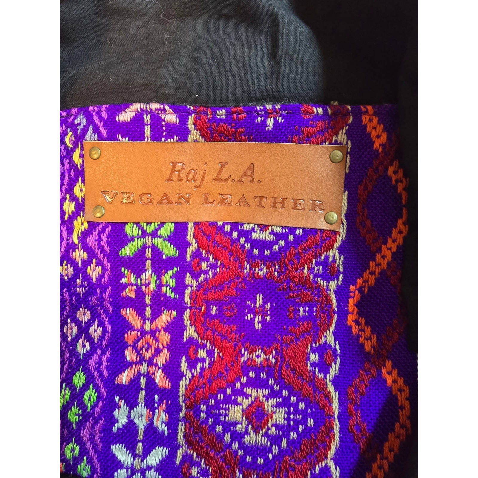 Raj LA Vegan Leather Purple Embroidered Boho Shoulder Bag New