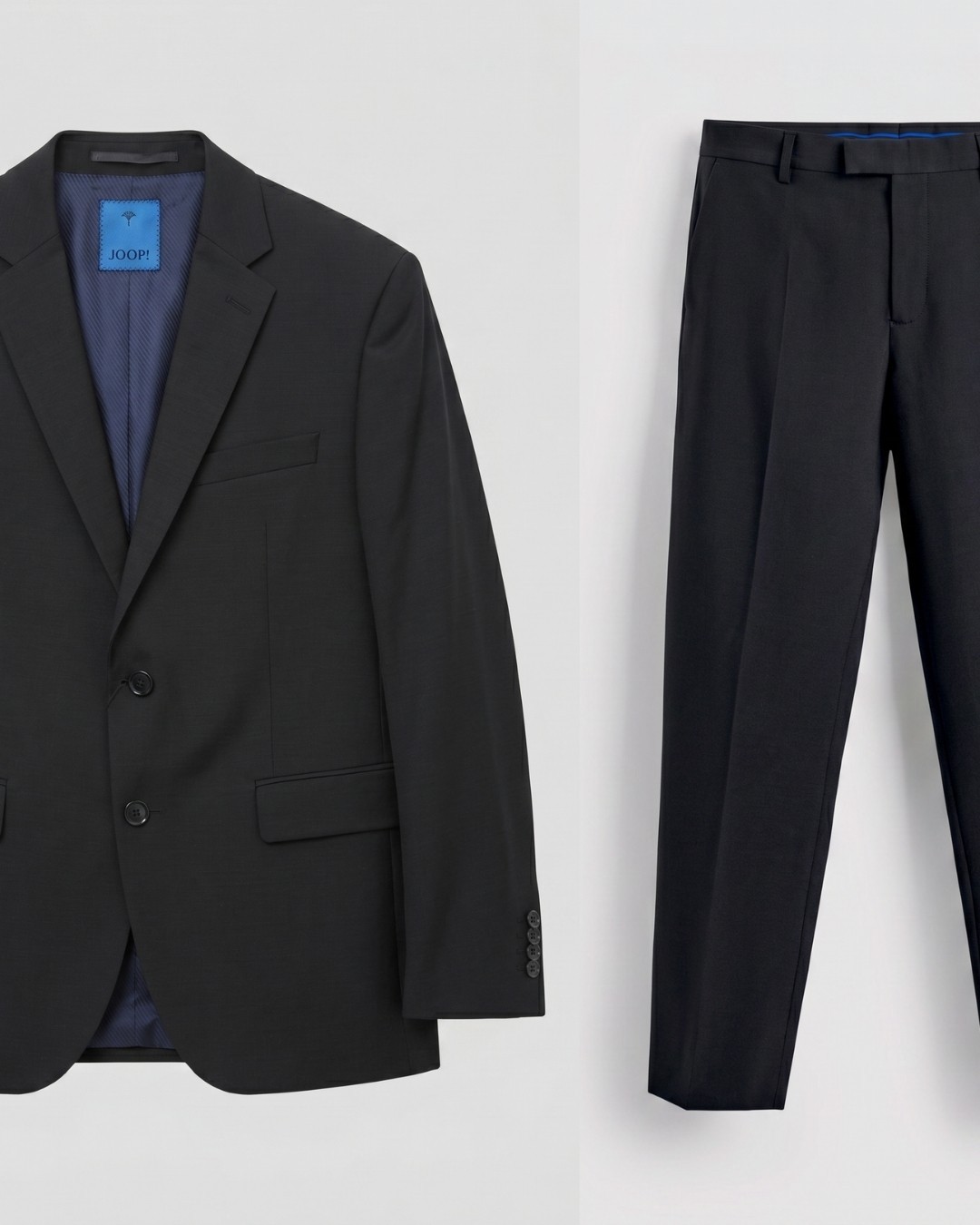 JOOP! Men’s Suit L-Finch Black Wool Blend 2 Piece Tailored Fit Size 46 EU S