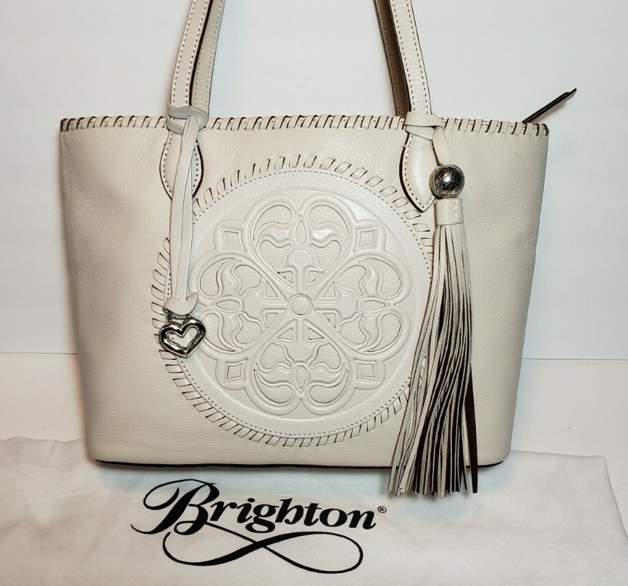 BRIGHTON FERRARA COLL. WHITE EMILIA MEDALLION TOTE SHOULDER HANDBAG NWOT $410