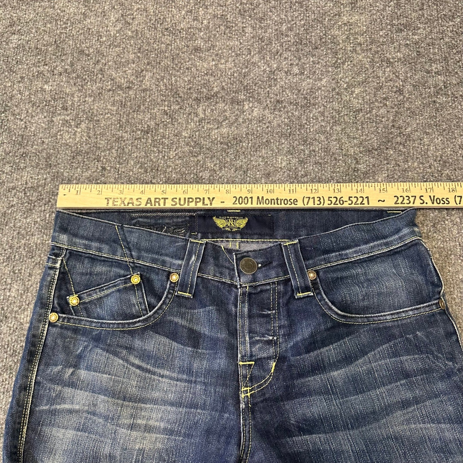 Rock & Republic Jeans Mens Size 28 Blue Straight Leg Cotton Blend USA Made Denim