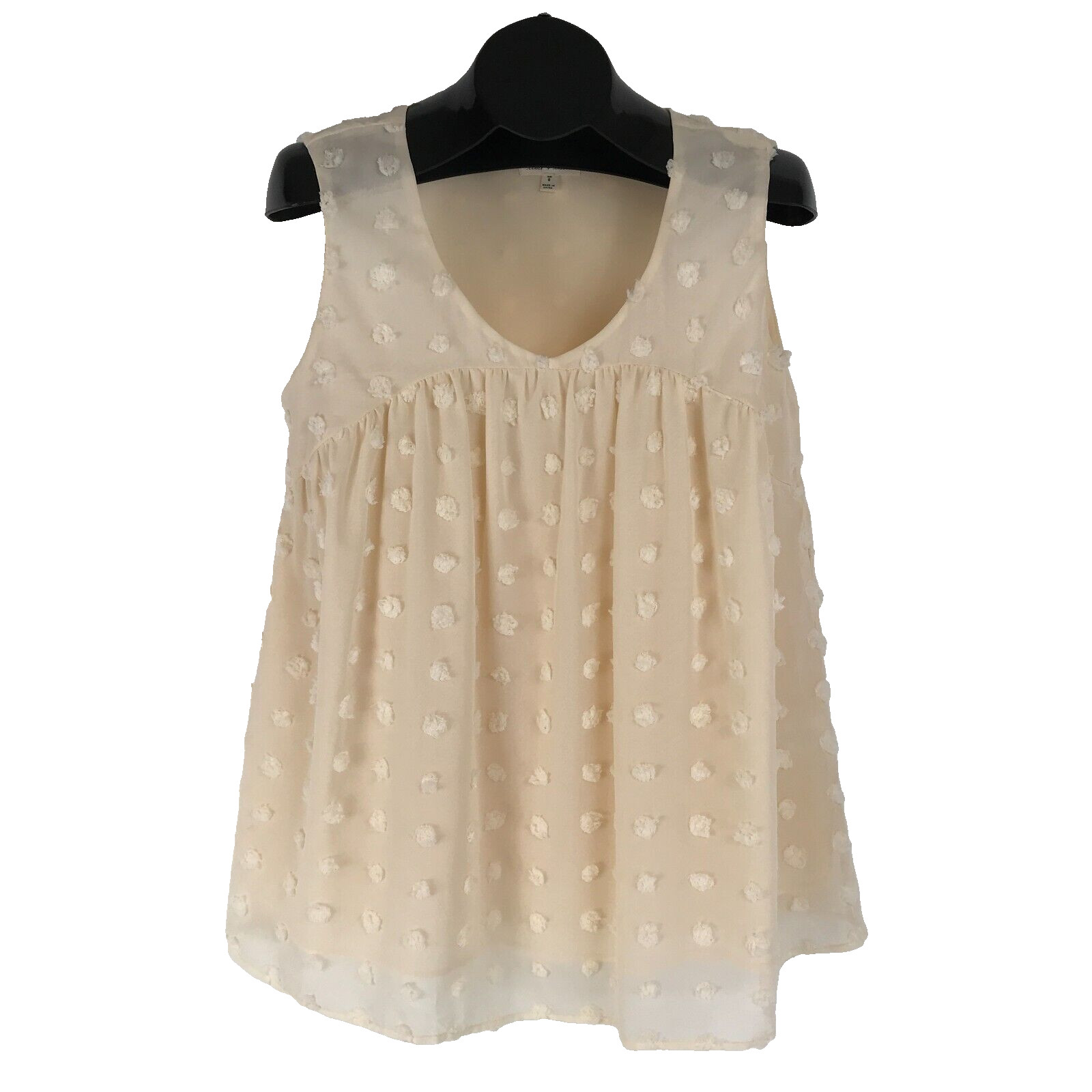 Lime N Chili Sleeveless Chiffon Blouse Women’s Small Swiss Dot Layered Lined