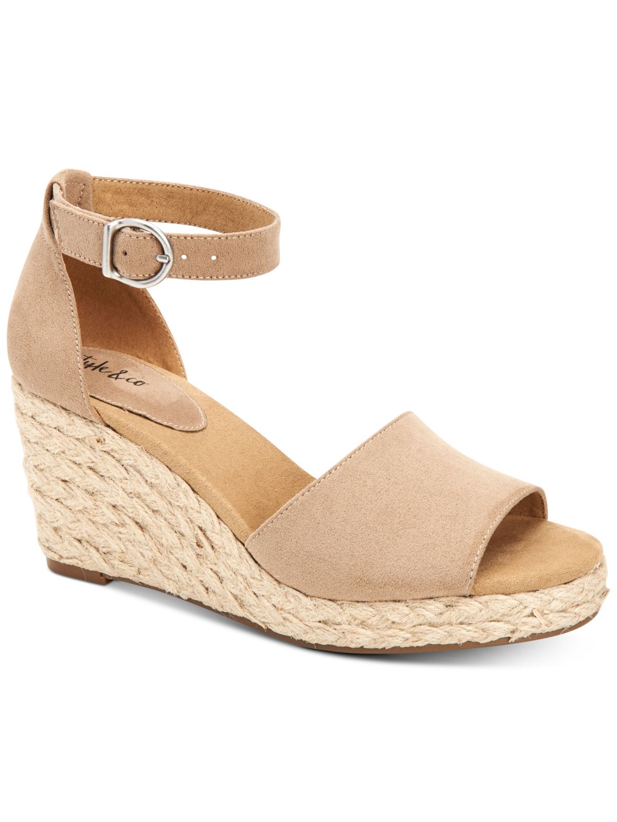 STYLE & COMPANY Womens Yellow Beige 1″ Platform Seleeney Wedge Shoes 9.5 M