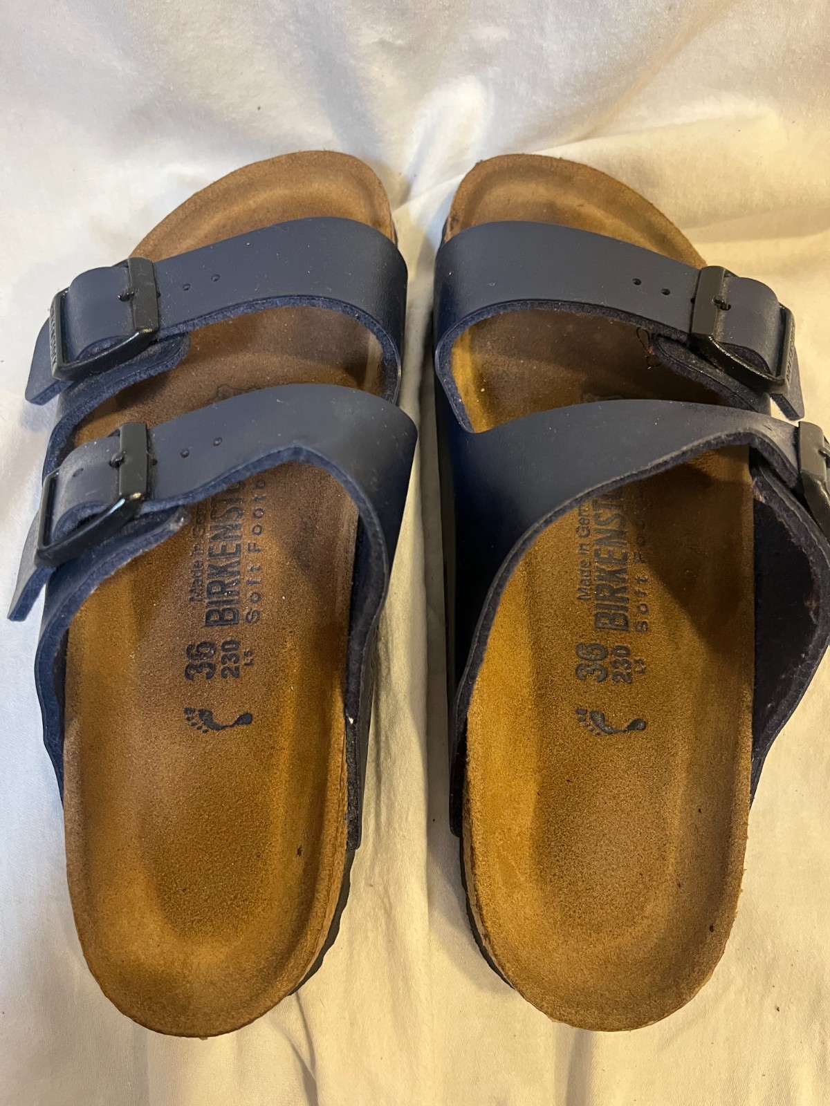 Birkenstock Arizona Soft Footbed Navy Blue Birko-Flor Sandals Size 36 US Women 5