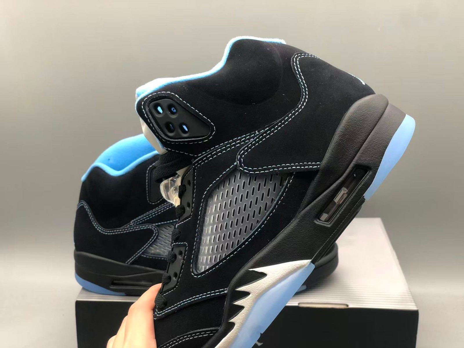 Jordan 5 Black University Blue” Men’s Basketball Shoes High Top